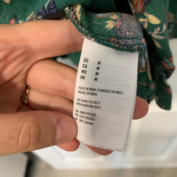 American Eagle green floral pleated tank plunge neckline sundress - Picture 5 of 6